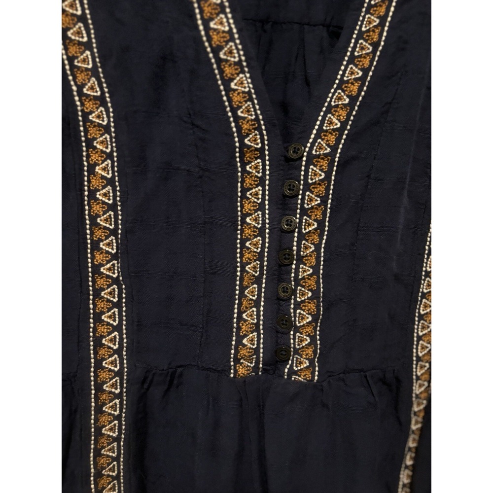 Knox Rose Women's Peasant Top Blue Roll-Tab Sleeve Size Small Boho Artsy - Picture 7 of 8